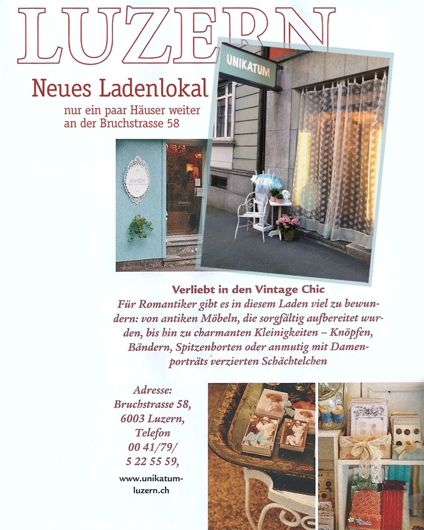 Neues Ladenlokal UNIKATUM an der Bruchstrasse 58 in Luzern